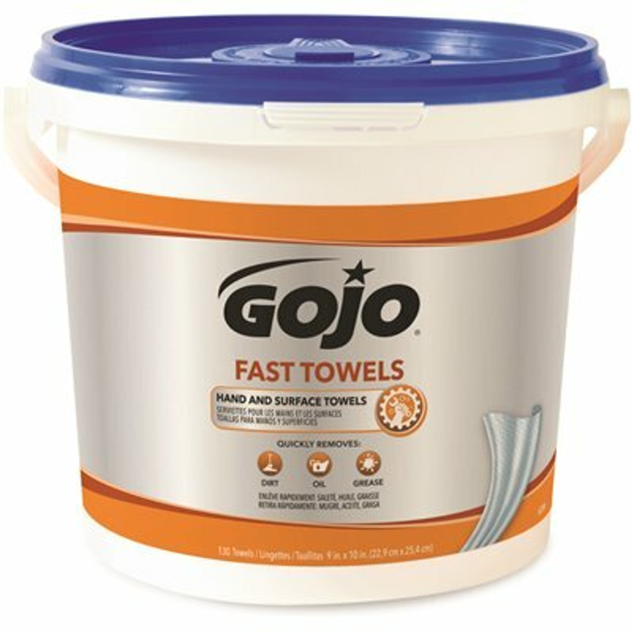 Gojo Fast Towels, Fresh Citrus Scent, Multi-Purpose Heavy Duty Textured Wet Towels Bucket (130-Count)