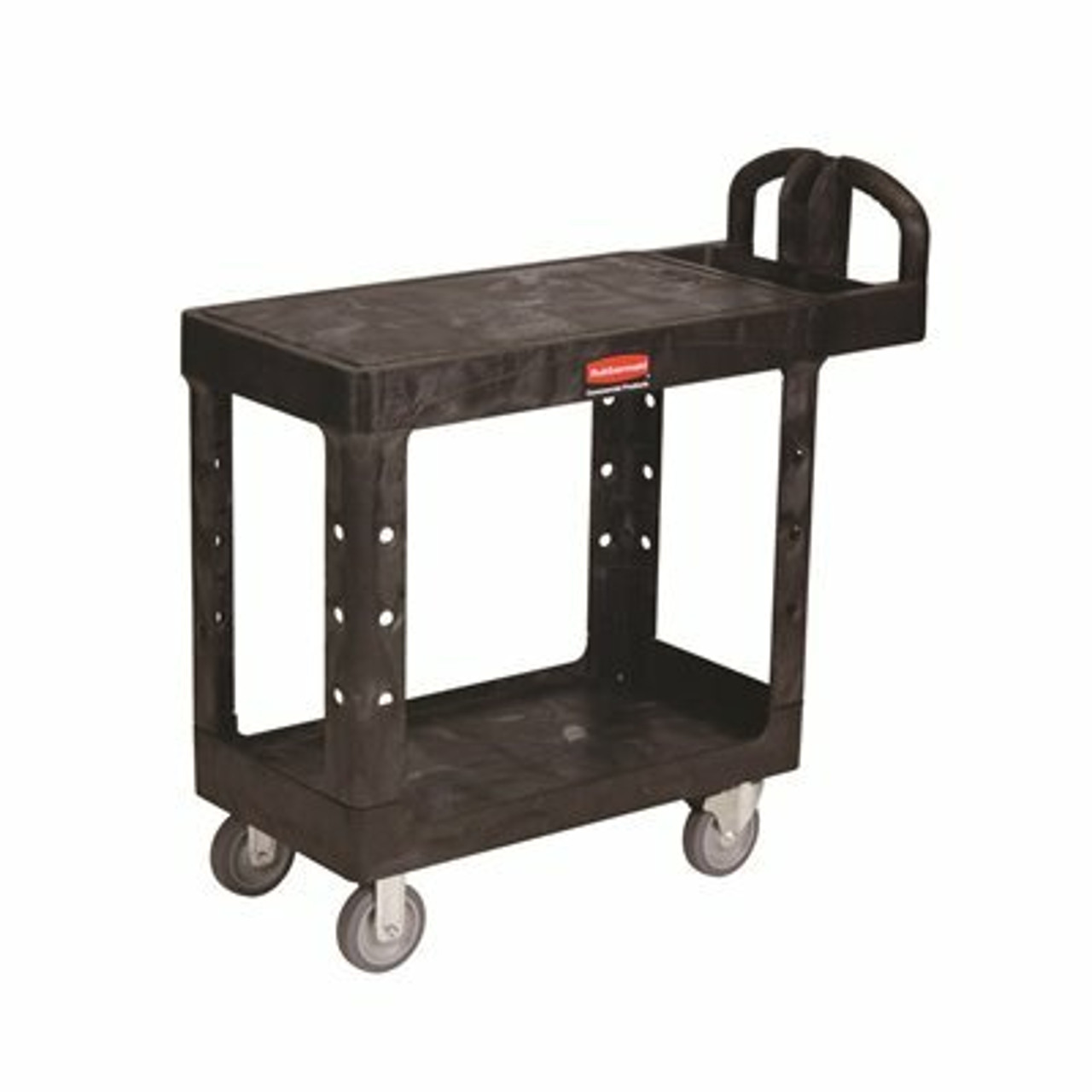 Rubbermaid Commercial Products 17.2 In. W Heavy Duty Black 2-Shelf Utility Cart With Flat Shelf In Small