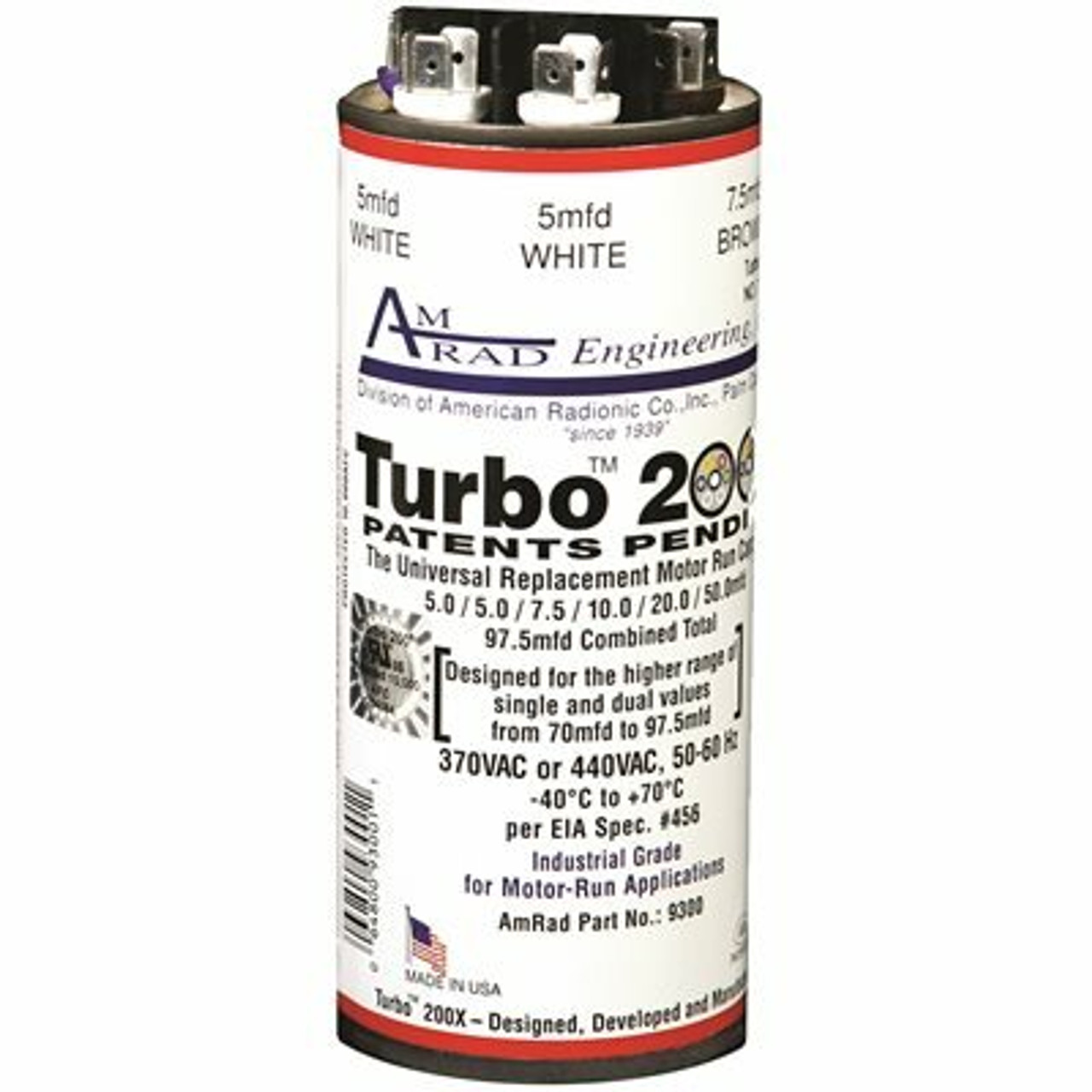 Global Source Turbo 200 X Capacitor, 70-97.5 Mfd, 370 / 440 Vac