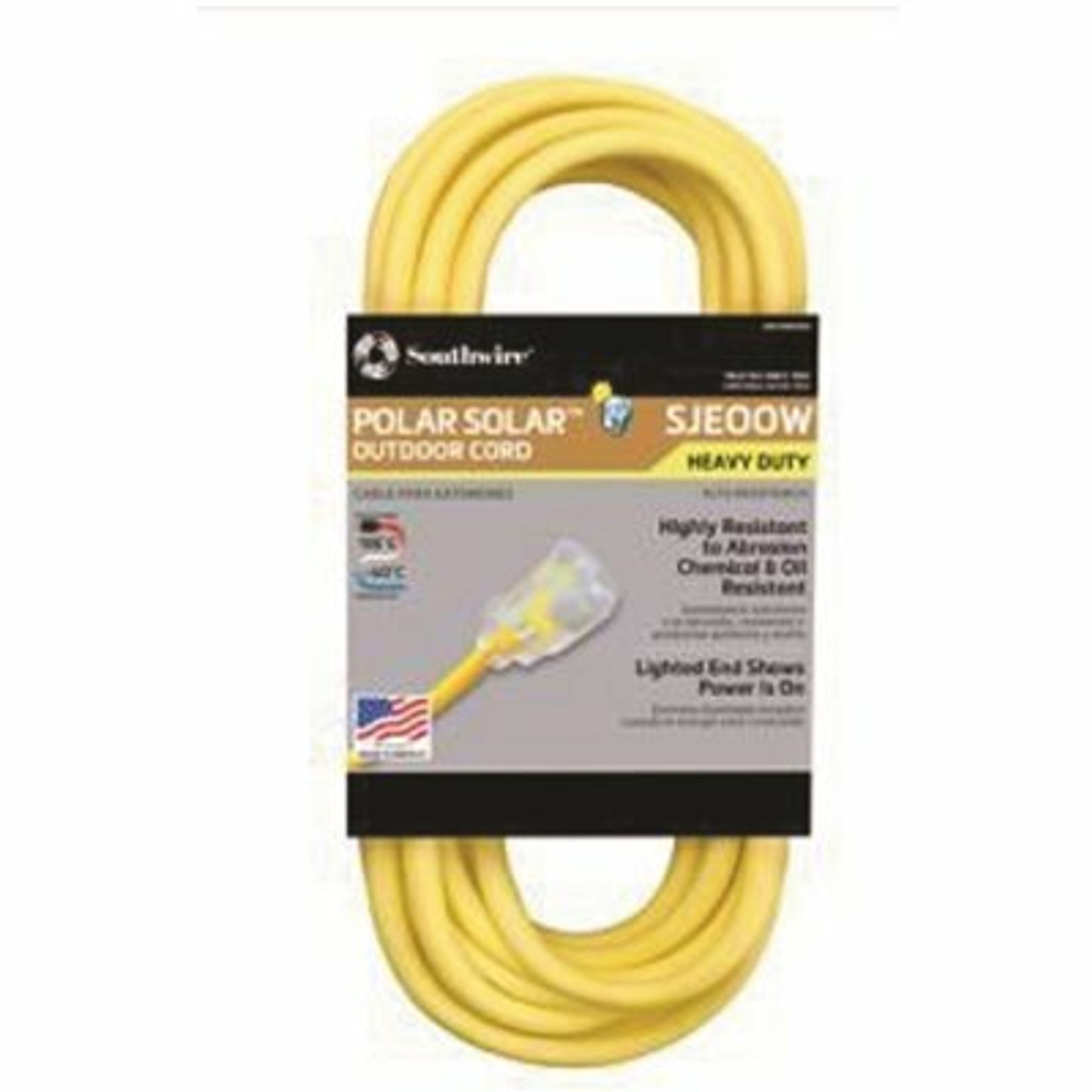 Southwire 100 Ft. 10/3 Sjeow Outdoor Heavy-Duty T-Prene Extension Cord With Power Light Plug