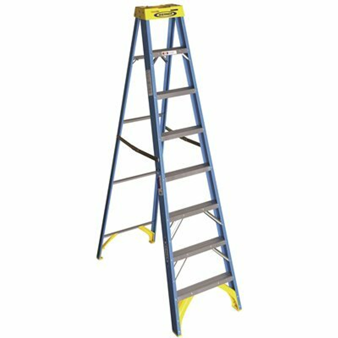 Werner 8 Ft. Fiberglass Step Ladder With Yellow Top 250 Lbs. Load Capacity Type I Duty Rating