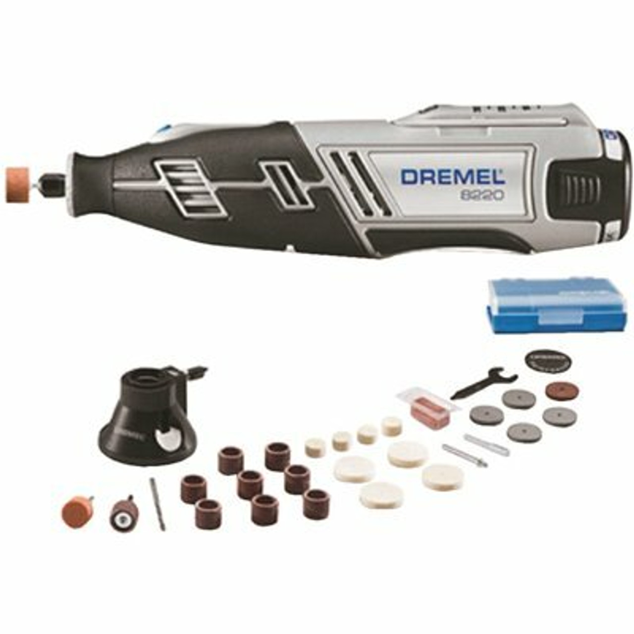 8220 Series 12-Volt Max Lithium-Ion Variable Speed Cordless Rotary Tool Kit With 28 Accessories, 1 Attachment, And Case