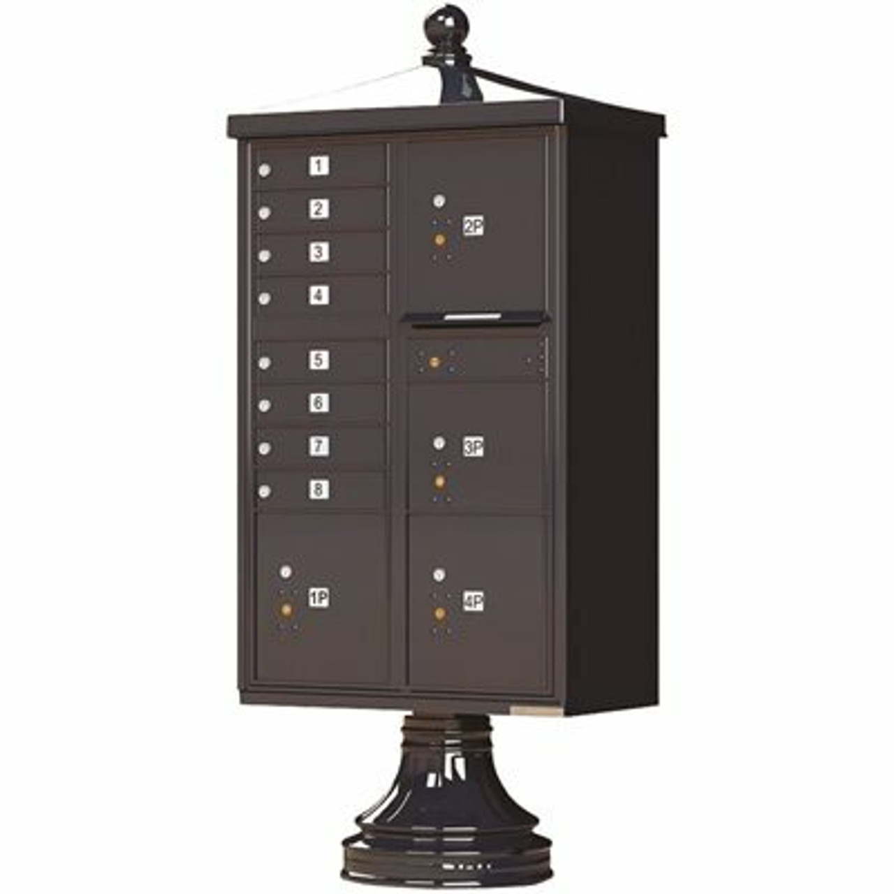 Florence 1570 Series 8-Mailboxes, 1-Outgoing, 4-Parcel Lockers, Vital Cluster Box Unit With Vogue Traditional Accessories - 2474381