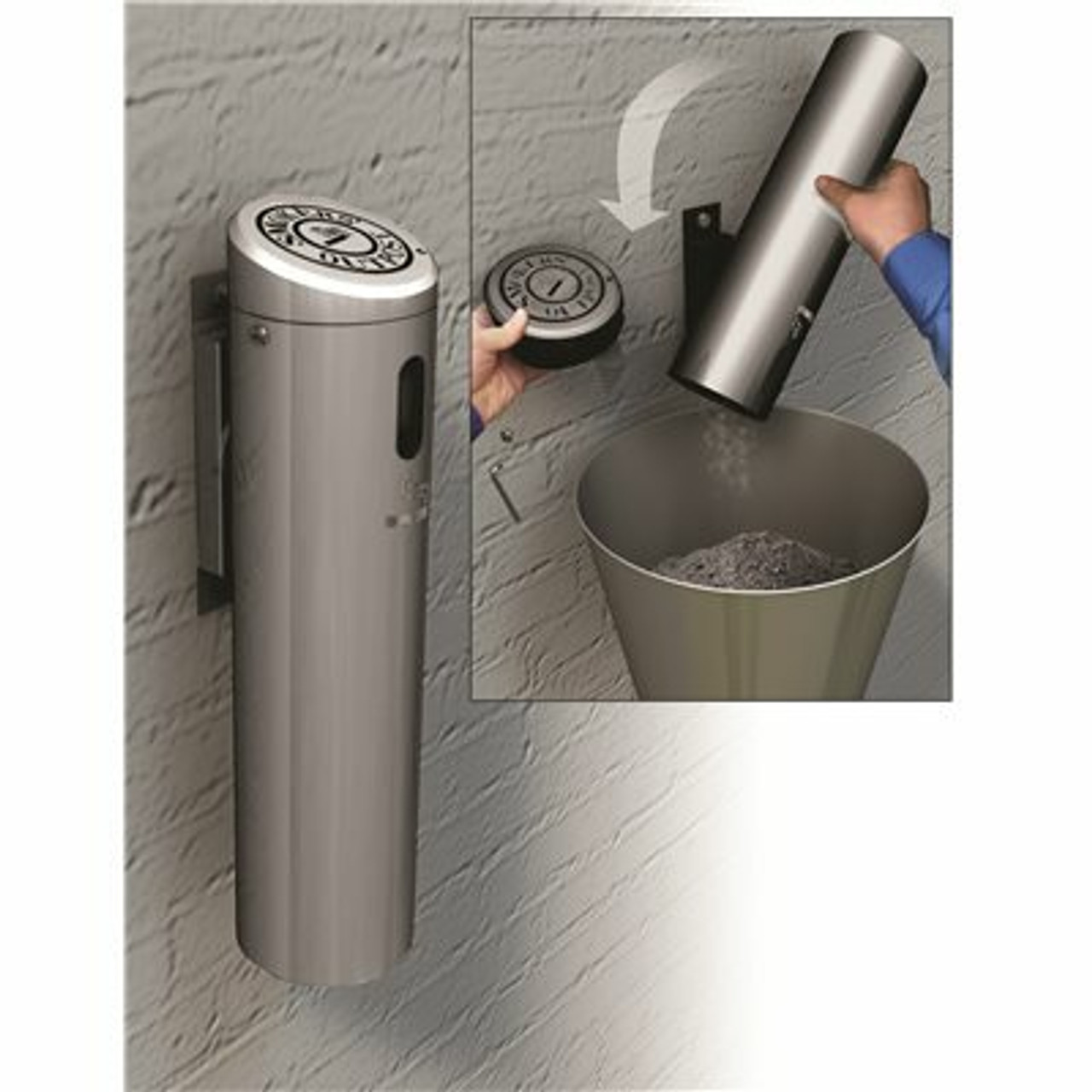 Commercial Zone Smoker'S Outpost Swivel Lock 0.87 Gal. Silver Wall-Mounted Outdoor Ashtray