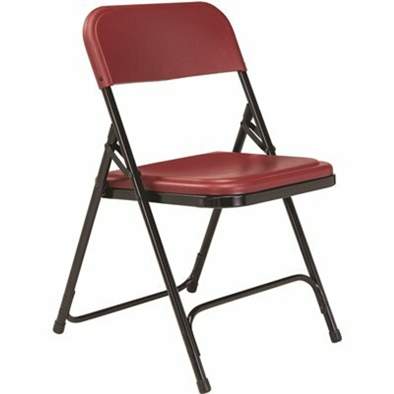 National Public Seating Burgundy Plastic Seat Stackable Outdoor Safe Folding Chair (Set Of 4)