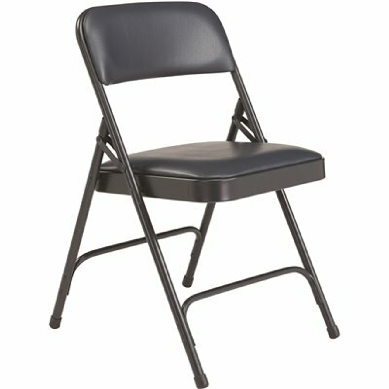 National Public Seating Blue Vinyl Padded Seat Stackable Folding Chair (Set Of 4)