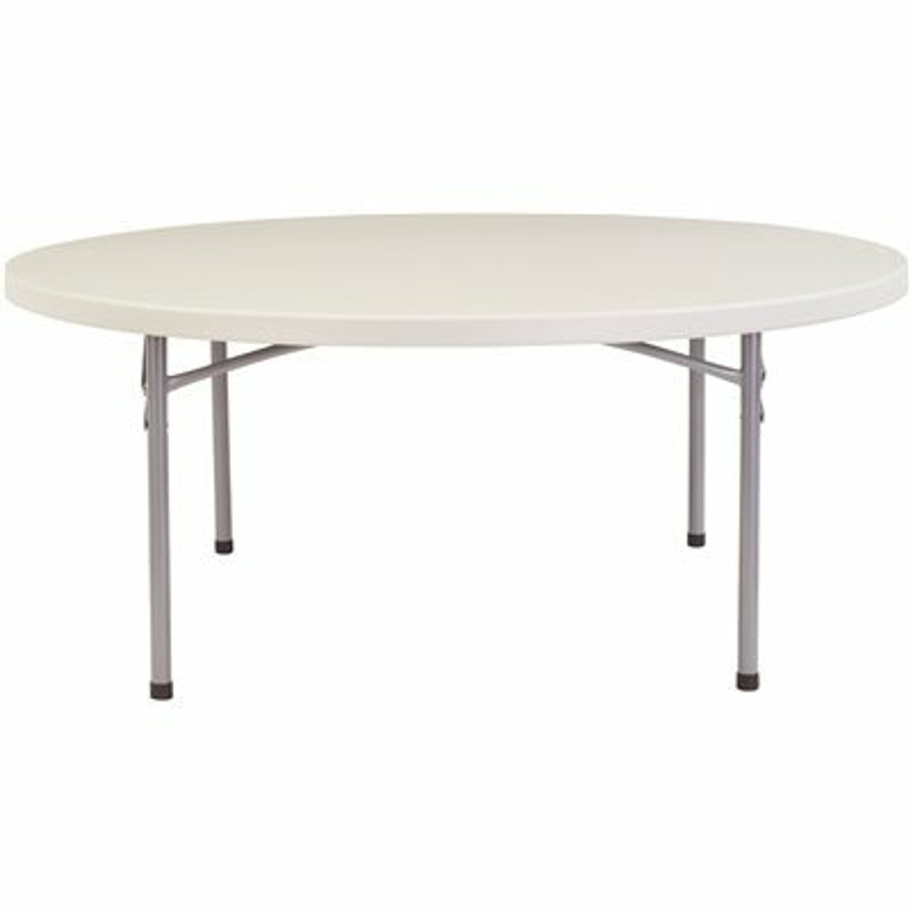 National Public Seating 71 In. Grey Plastic Round Folding Banquet. Table