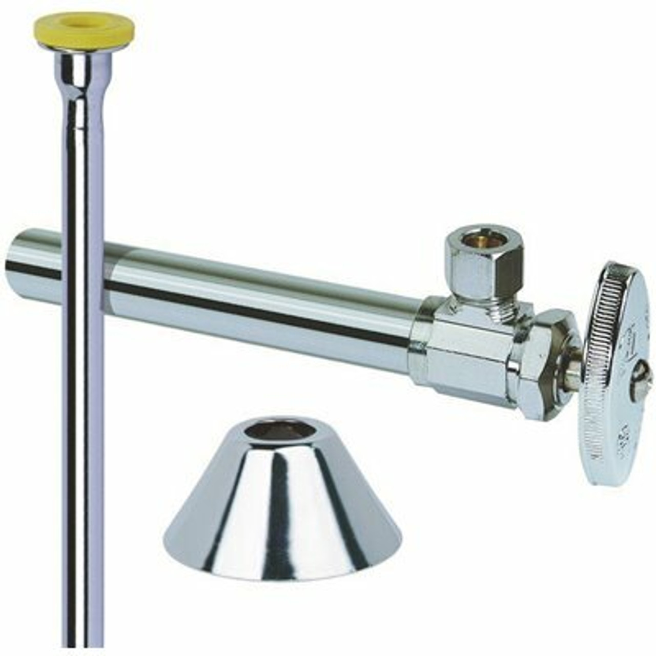 Toilet Kit: 1/2 In. Nom Sweat X 3/8 In. O.D. Comp Multi-Turn Angle Valve With 5 In. Extension, 12 In. Riser And Flange