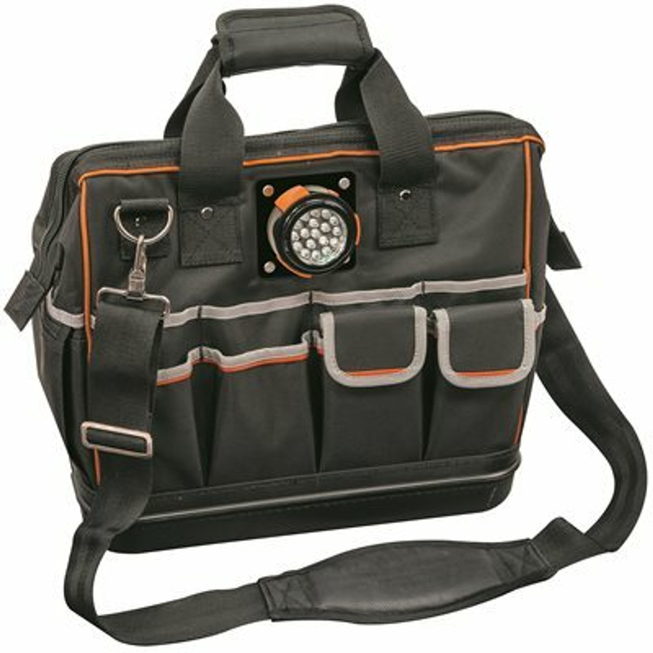 Klein Tools Tool Bag, Tradesman Pro Lighted Tool Bag, 31 Pockets, 15-Inch