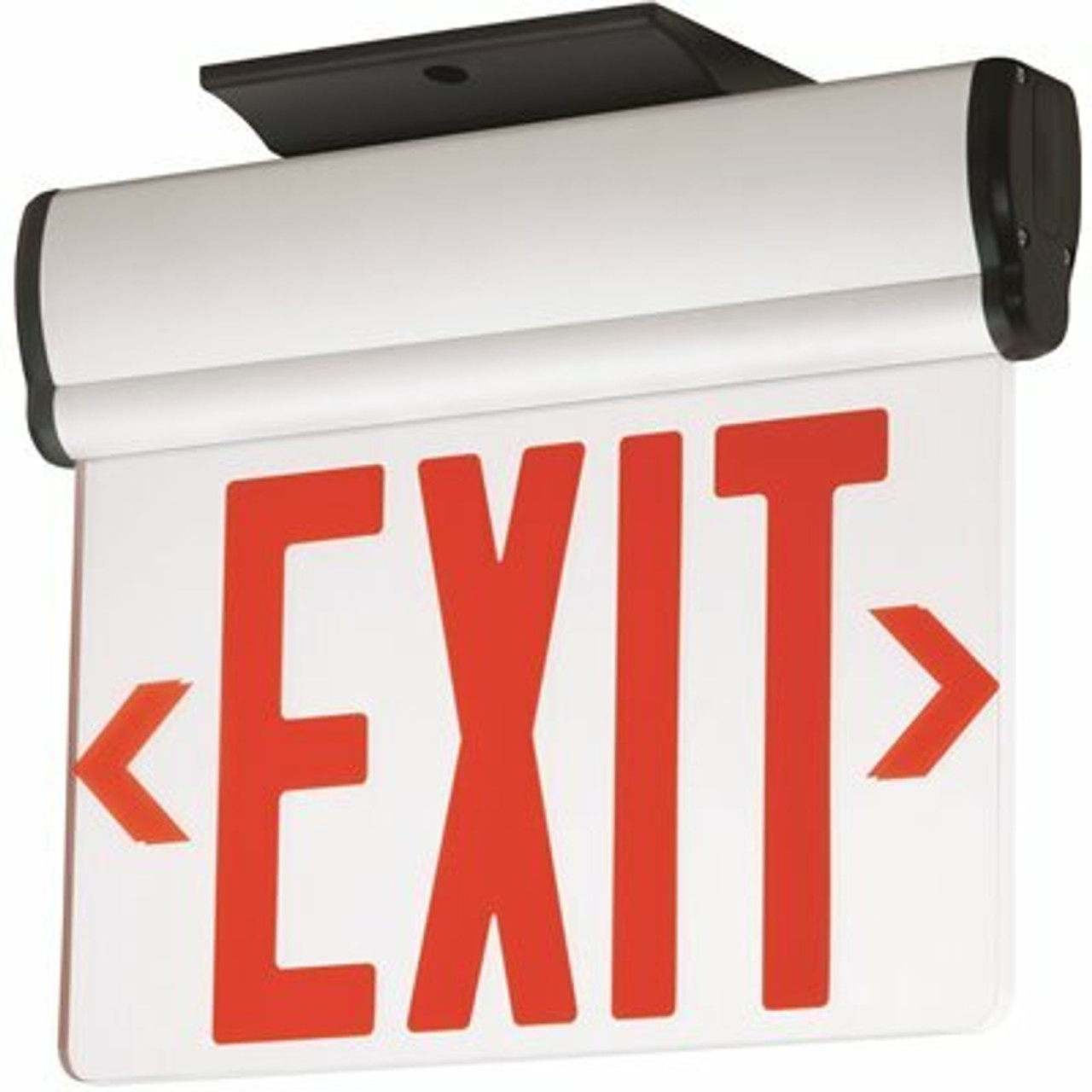 Compass 3.72-Watt Brushed Aluminum With Red Letters Single Face Integrated Led Edge-Lit Exit Sign With Battery - 2493348