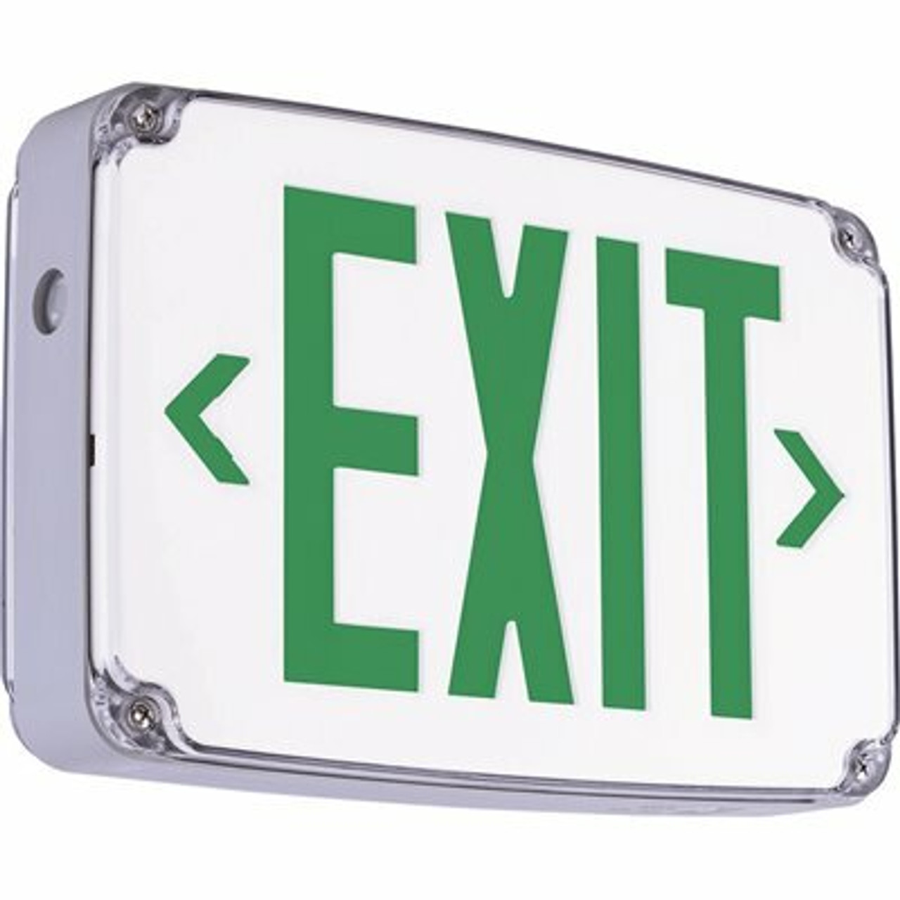 Hubbell Lighting Compass 2.7-Watt White And Green Integrated Led Exit Sign With Battery For Wet Location