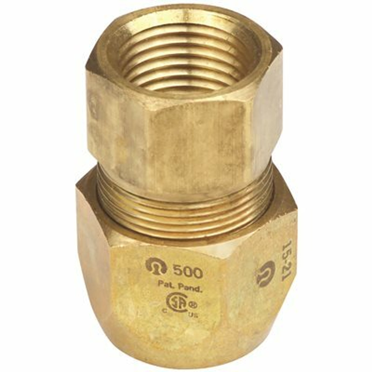 Omega Flex Tracpipe Counterstrike Autosnap Female Straight Fitting, 1/2 In., Brass