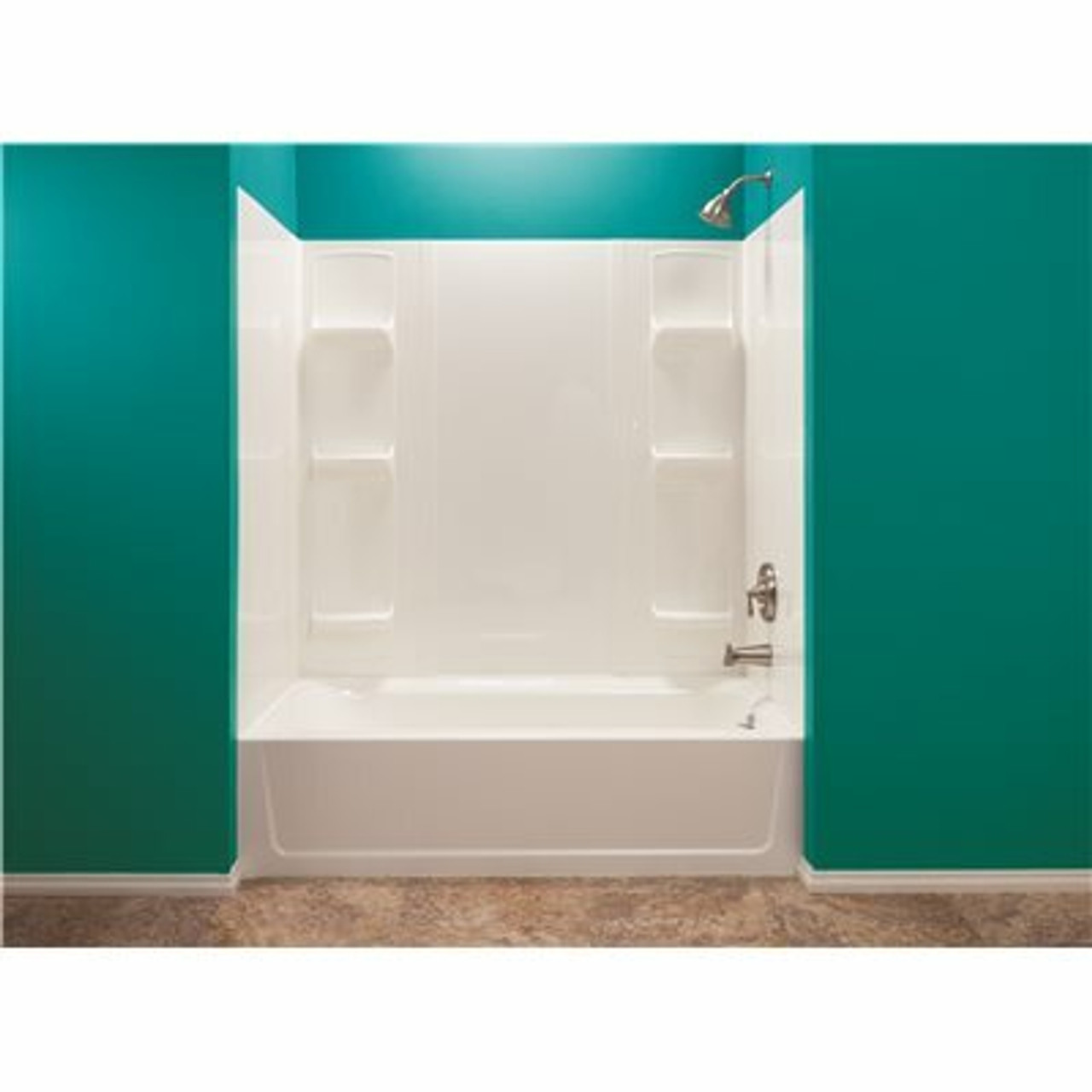 Mustee Durawall 42 In. X 72 In. X 58 In. 5-Piece Easy Up Adhesive Bath Tub Surround In White