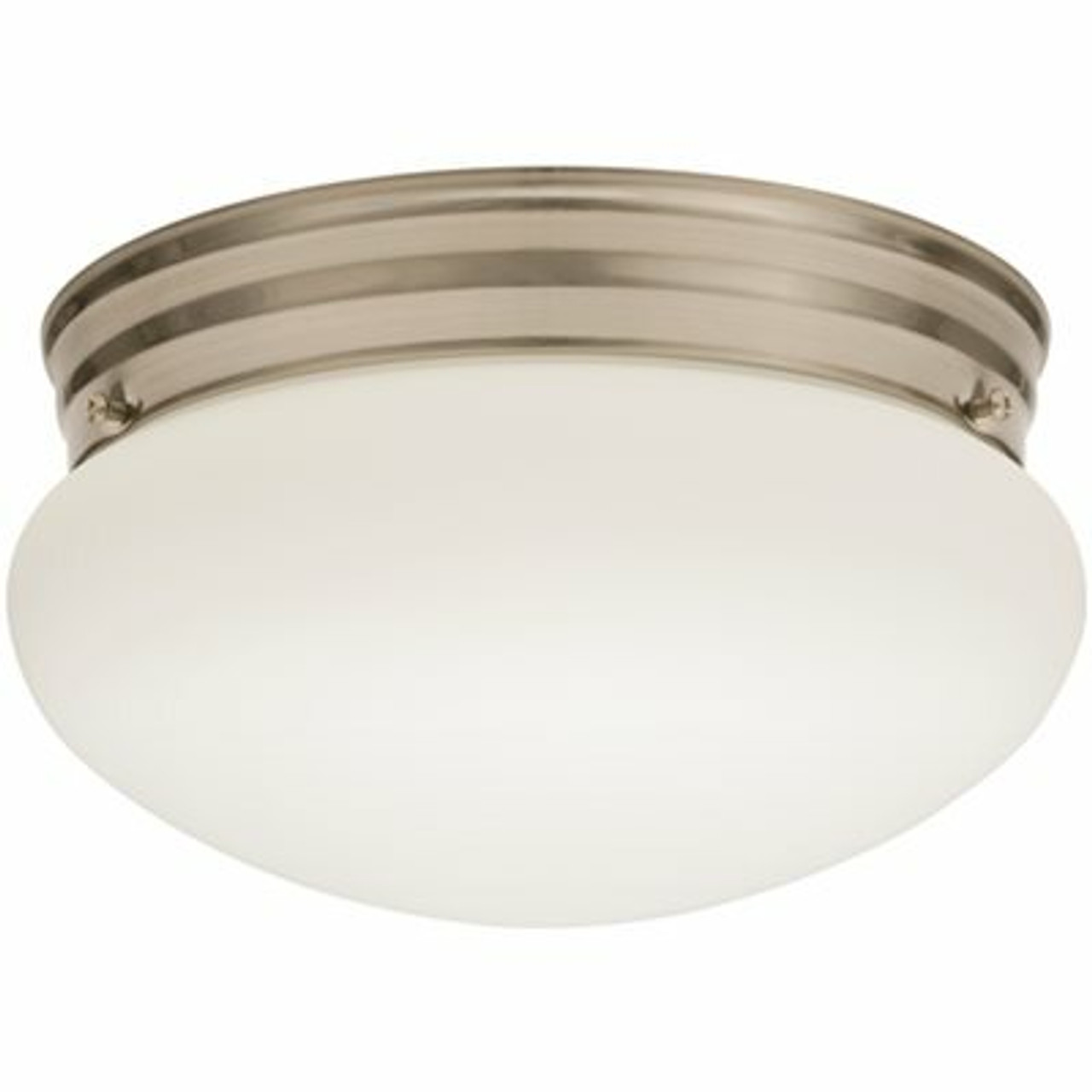 Lithonia Lighting Essentials 9 In. Polished Brushed Nickel Led Mushroom Flush Mount With Shade