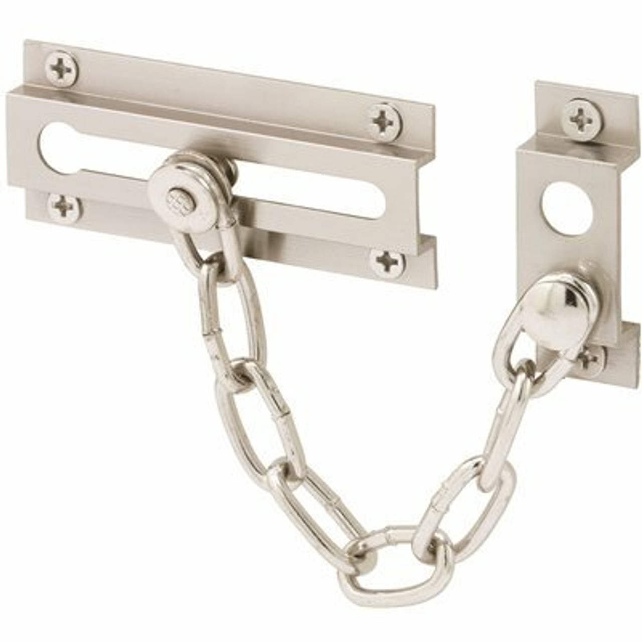 Prime-Line Chain Door Lock, 3-5/16 In., Extruded Brass, Satin Nickel-Plated, 6 In. Chain