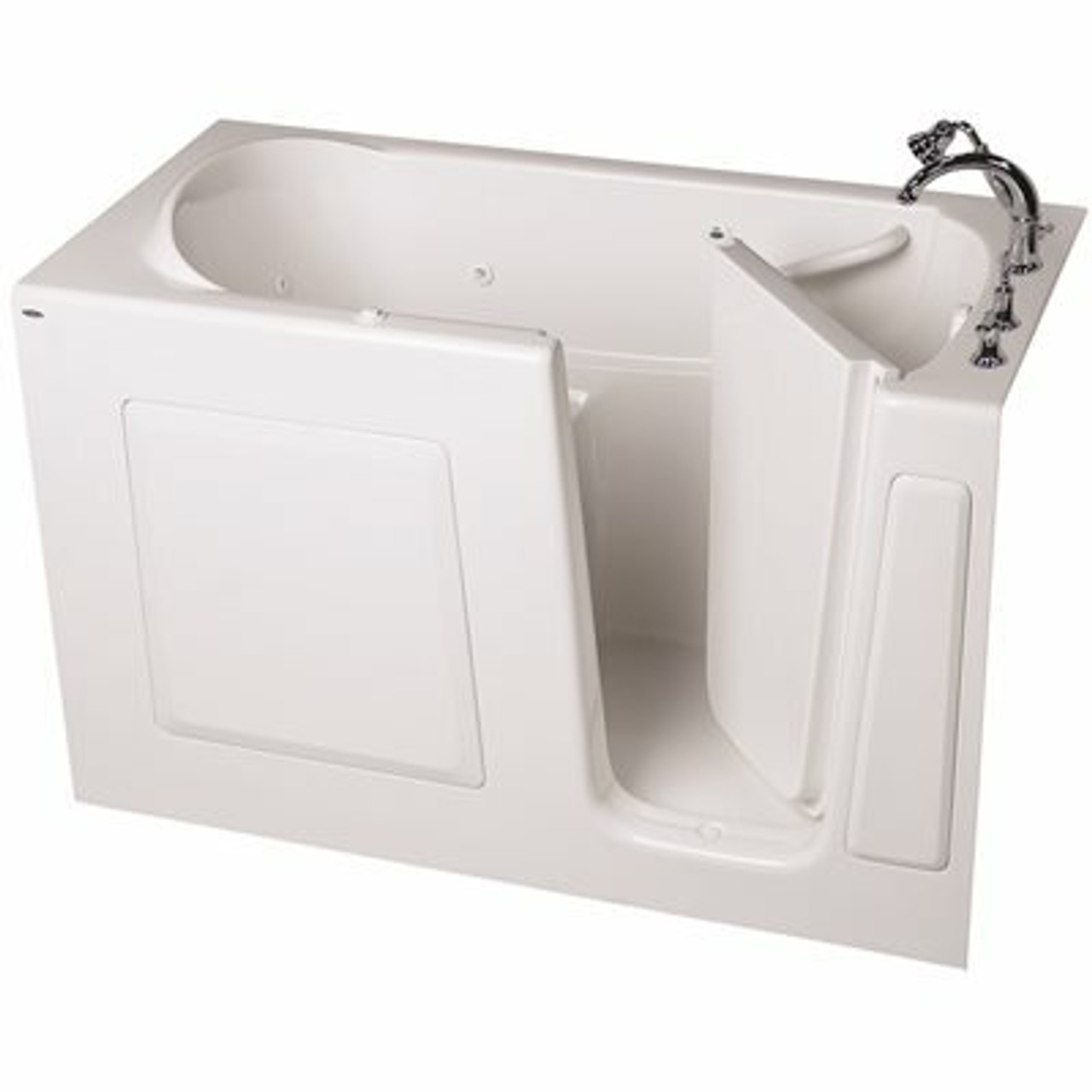 American Standard Gelcoat Walk-In Bath, Whirlpool, Right-Hand With Quick Drain And Faucet, White, 30 In. X 60 In.