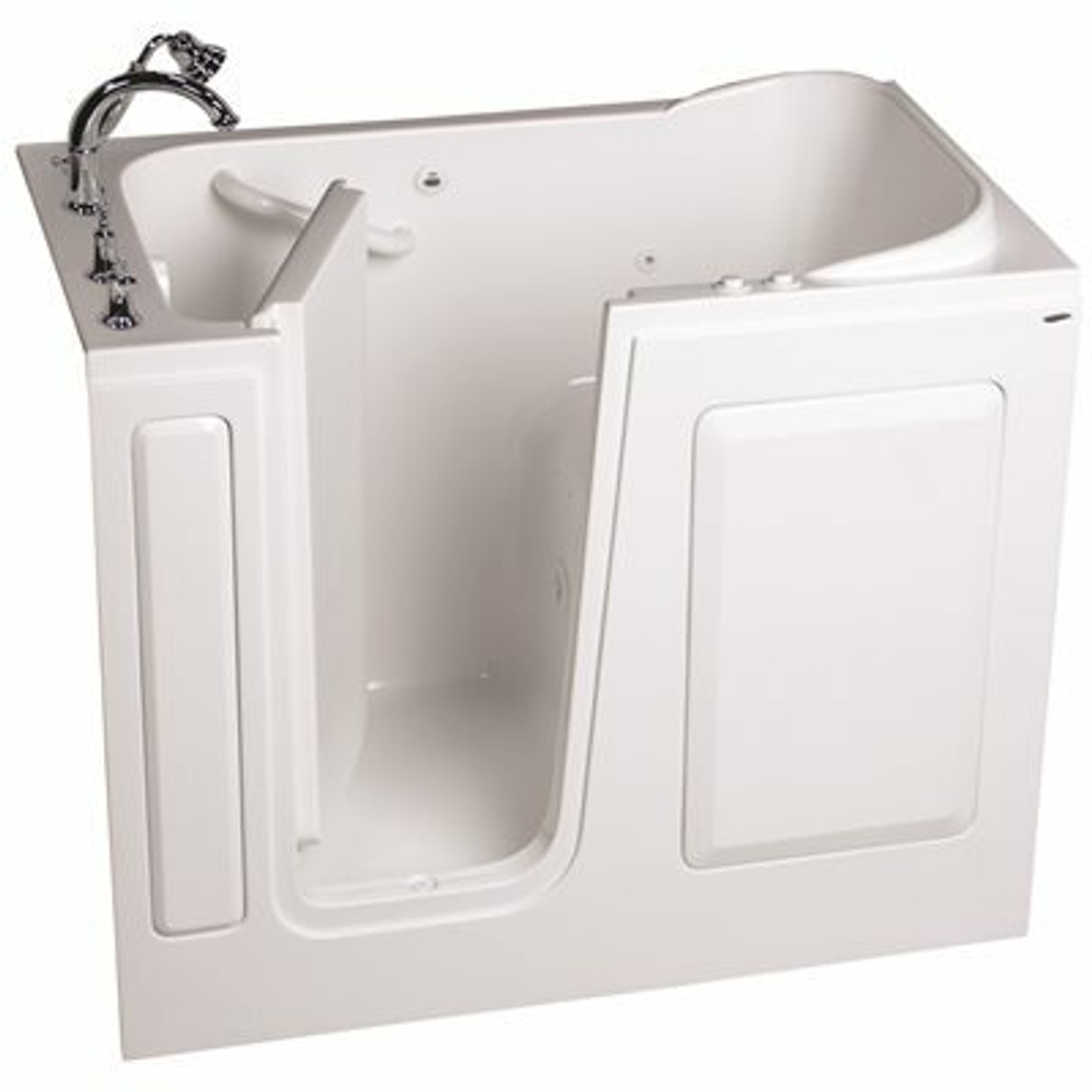 American Standard Gelcoat Walk-In Bath, Combination, Left-Hand With Quick Drain And Faucet, White, 28 In. X 48 In.