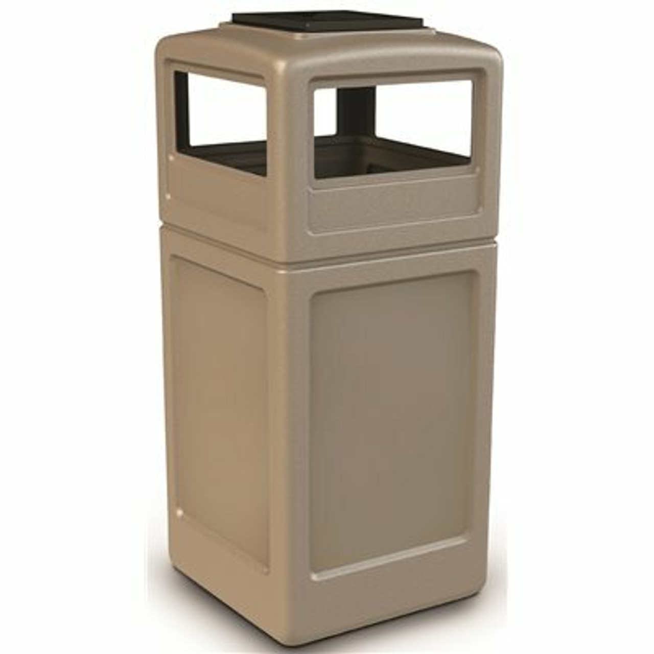 Polytec 42 Gal. Beige Square Trash Can With Ashtray Lid