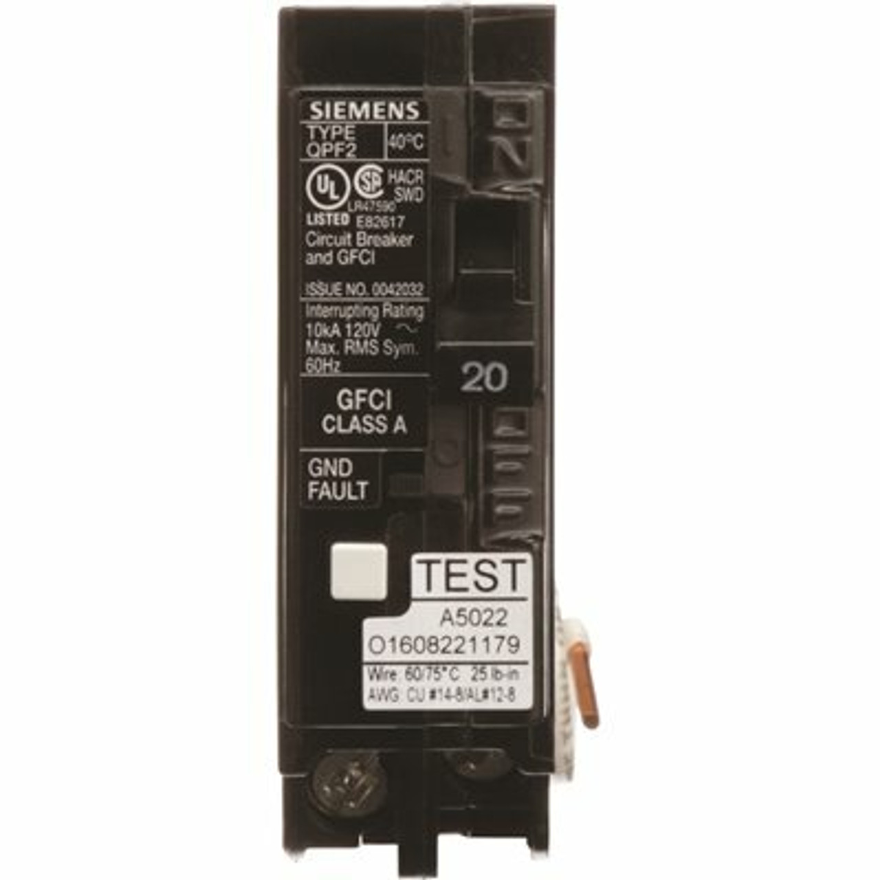 Siemens 20 Amp Single-Pole Type Qpf Gfci Circuit Breaker