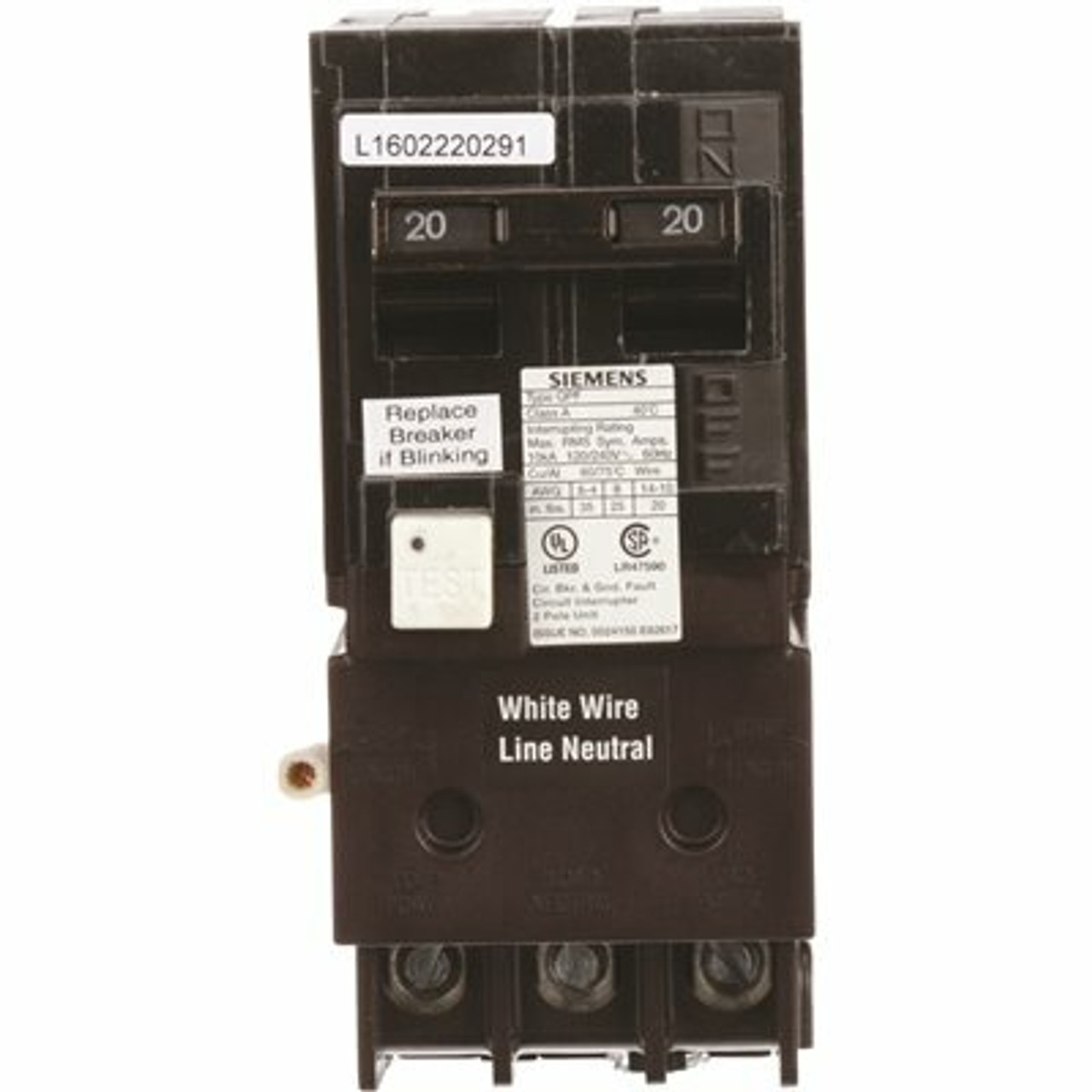 Siemens 20 Amp Double-Pole Type Qpf Gfci Circuit Breaker