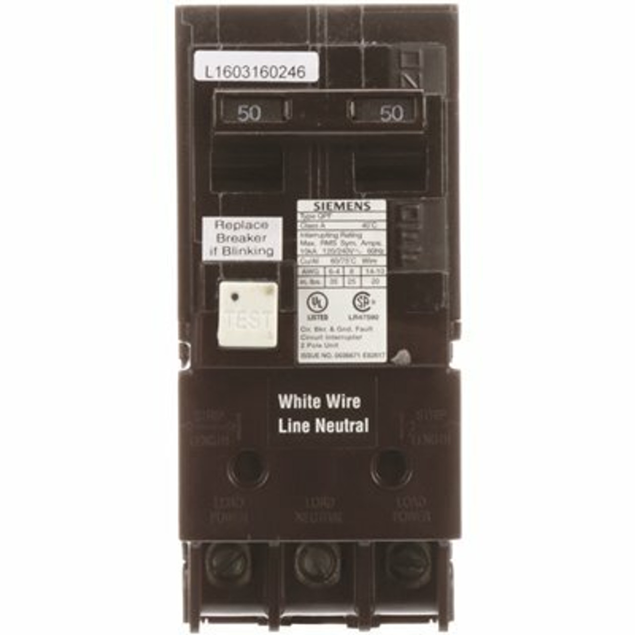 Siemens 50 Amp Double-Pole Type Qpf Gfci Circuit Breaker