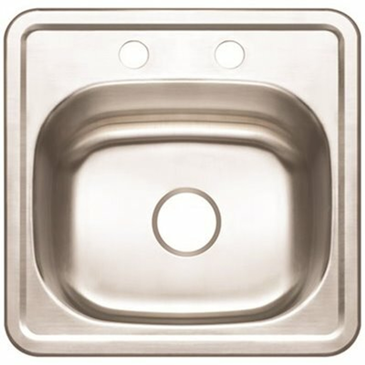 Premier Bar Sink 15 In. X 15 In. X 5.125 In. Stainless Steel Sink 2-Hole Single Bowl Drop-In Bar Sink With Brush Finish