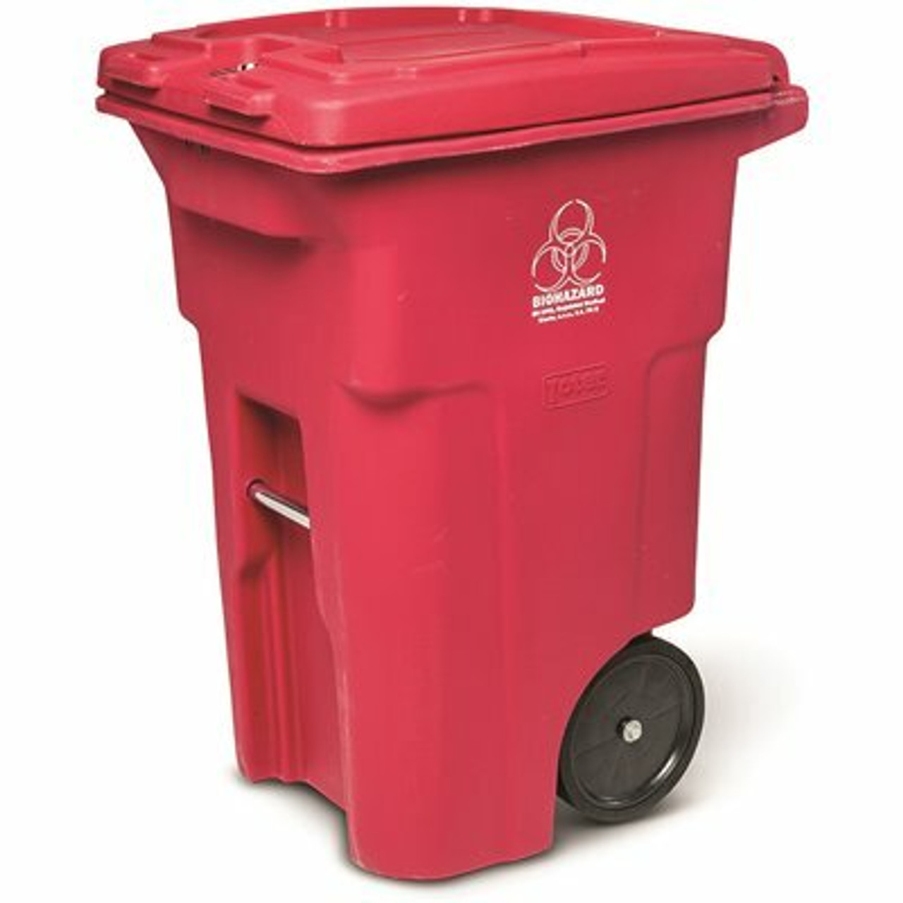 Toter 64 Gal. Red Hazardous Waste Trash Can With Wheels And Lid Lock