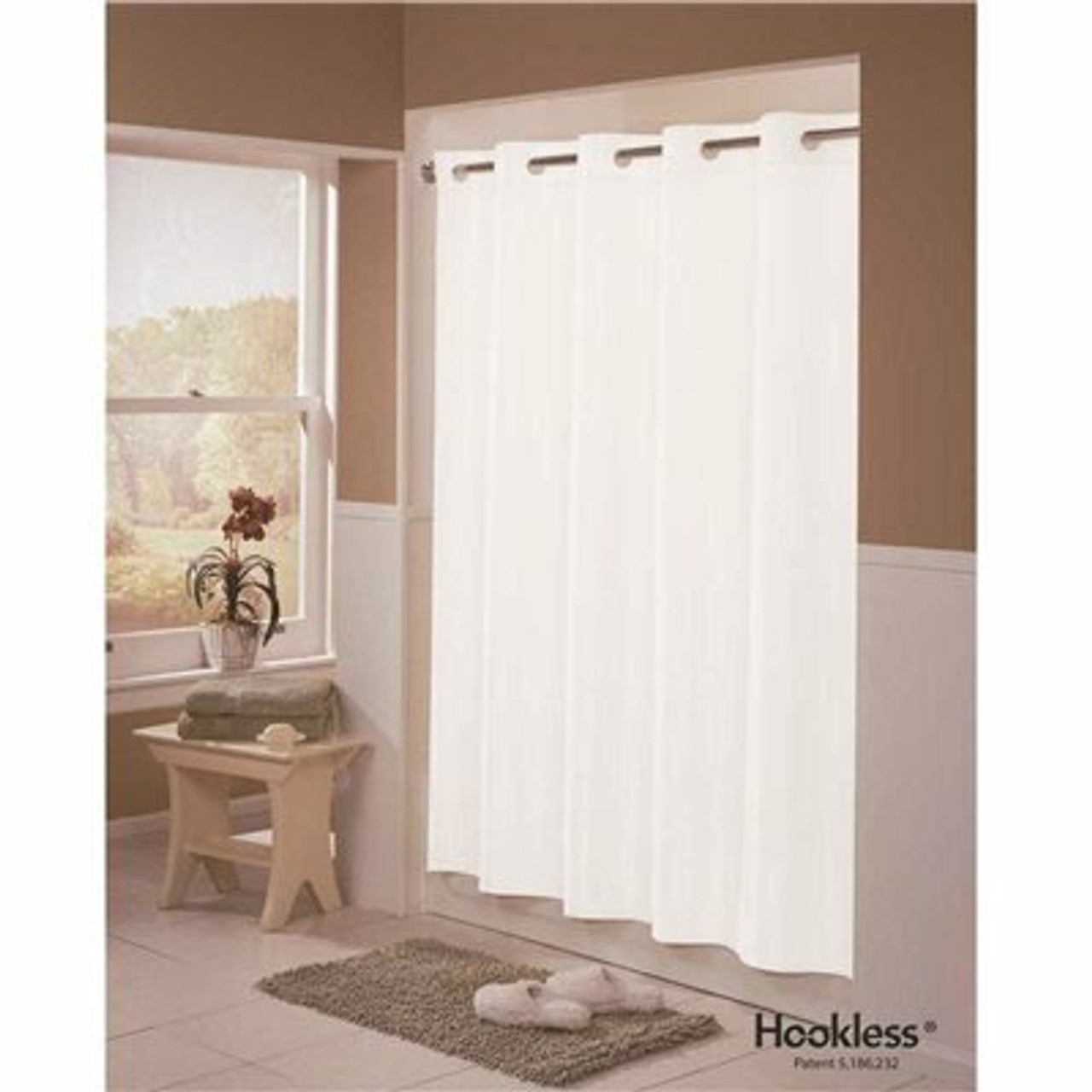 Hookless Englewood 71 In. X 77 In. White Shower Curtain (12 Per Case)