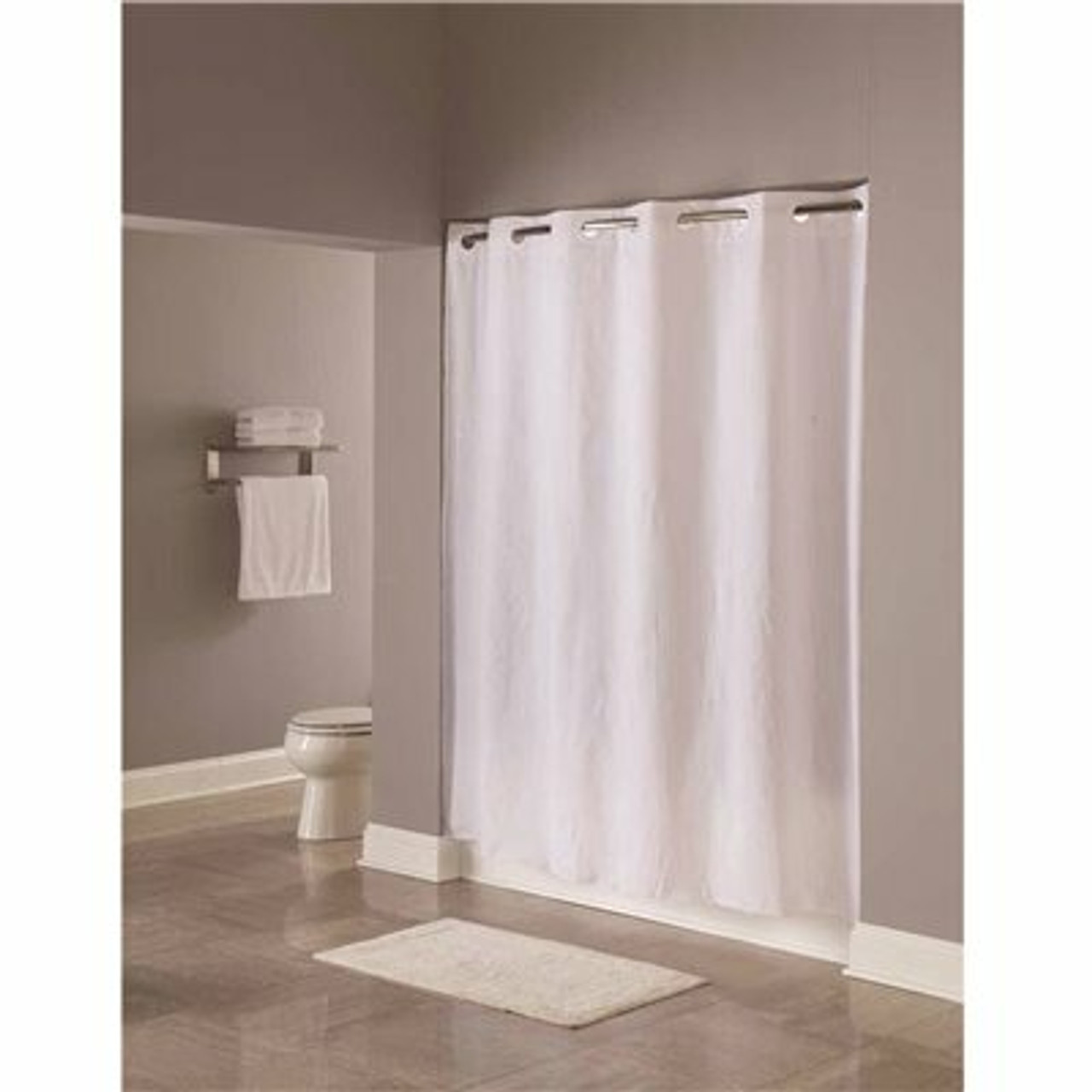 Hookless Pin Dot Vinyl 71 In. X 74 In. White Shower Curtain (12 Per Case)