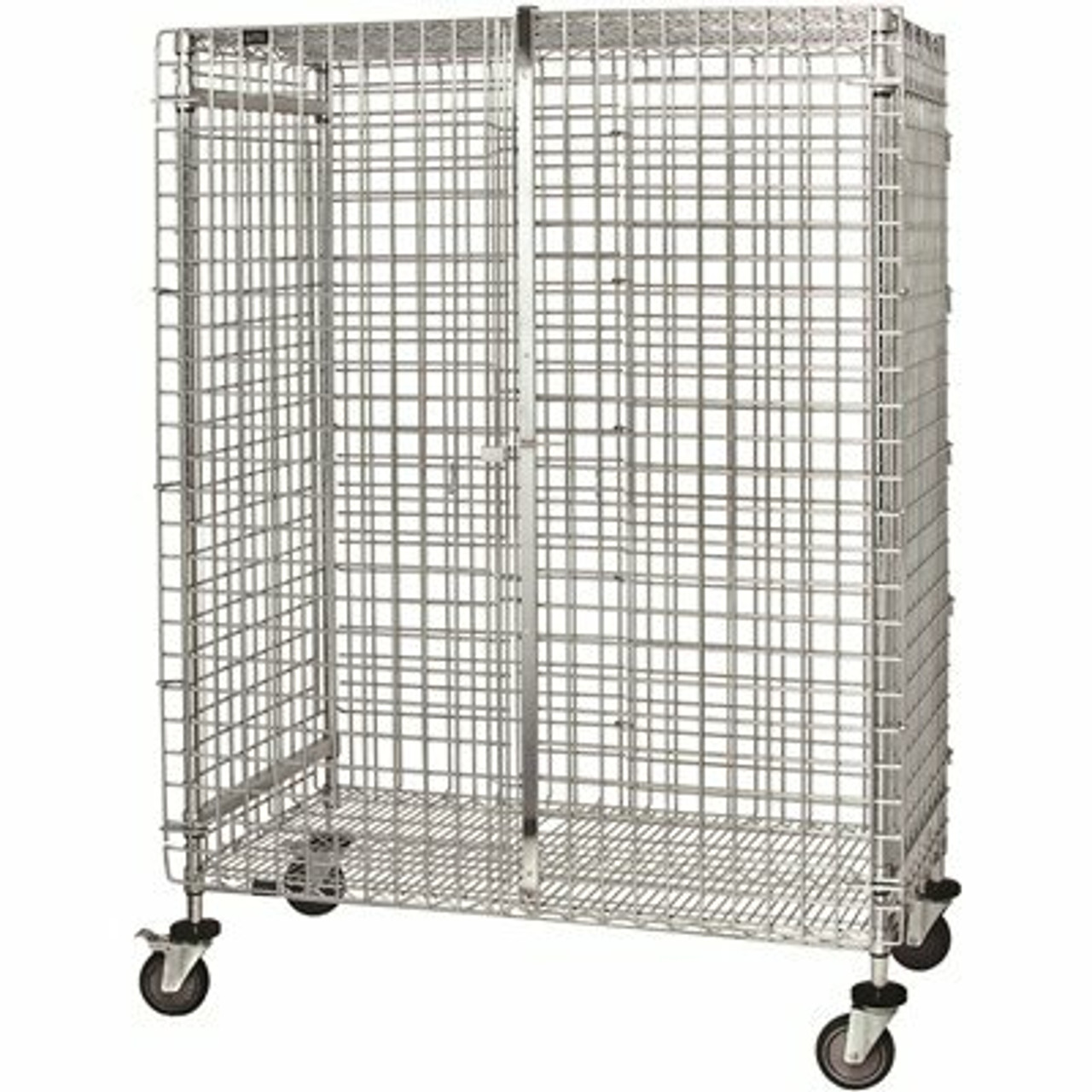 Quantum Storage Systems 1000 Lbs. 24 In. X 36 In. X 69 In. Stem Castered Wire Security Cart In Chrome