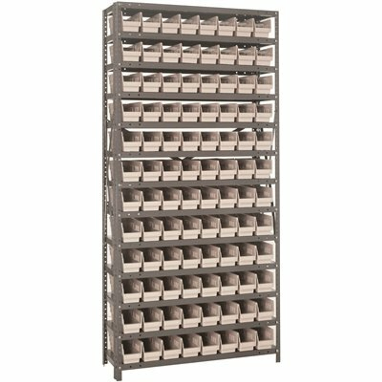 Economy 4 In. Shelf Bin 12 In. X 36 In. X 75 In. 13-Tier Shelving System Complete With Qsb101 Ivory Bins