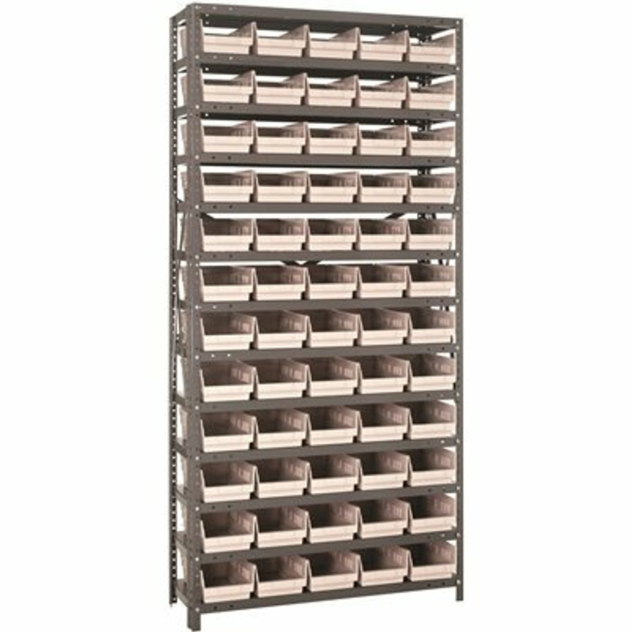 Economy 4 In. Shelf Bin 18 In. X 36 In. X 75 In. 13-Tier Shelving System Complete With Qsb104 Ivory Bins
