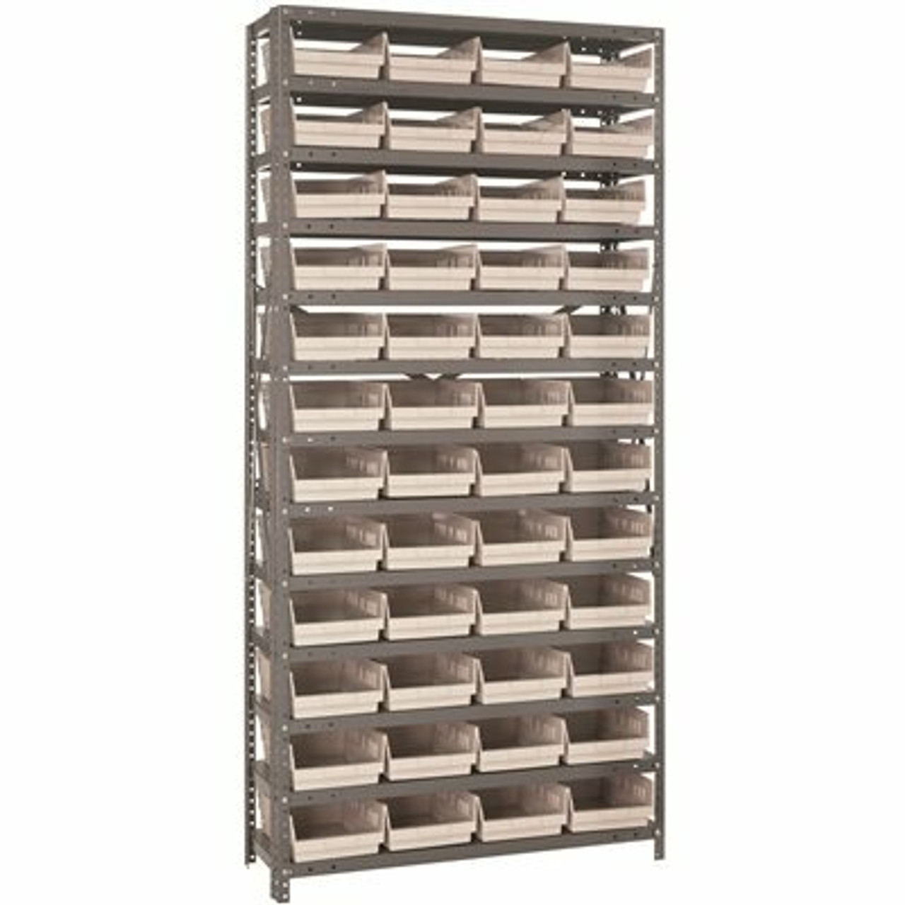 Economy 4 In. Shelf Bin 18 In. X 36 In. X 75 In. 13-Tier Shelving System Complete With Qsb108 Ivory Bins