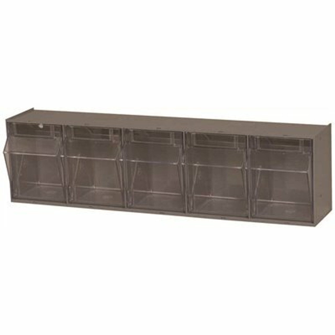 Quantum Storage Systems Clear Tip Out Bin- 5 Compartments Small Part Organizer Gray