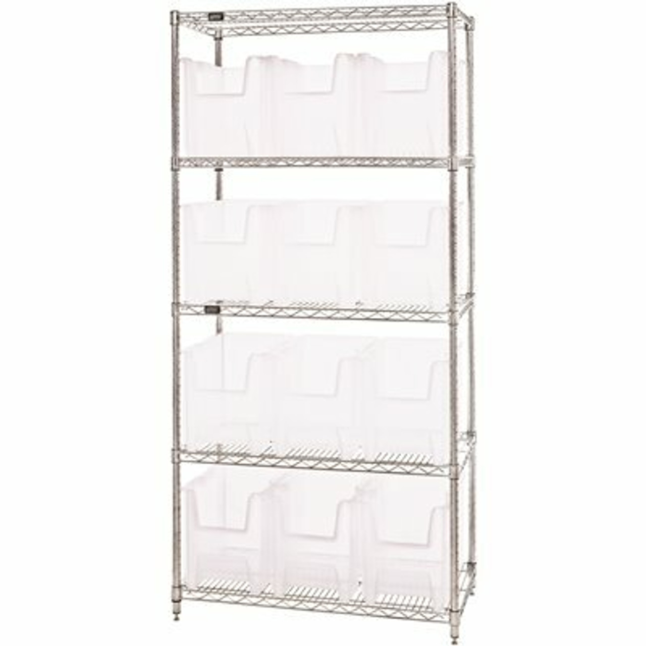 Quantum Storage Systems 18 In. X 36 In. X 74 In. Giant Stack Container Wire Shelving System 5-Tier In Clear - 3571540