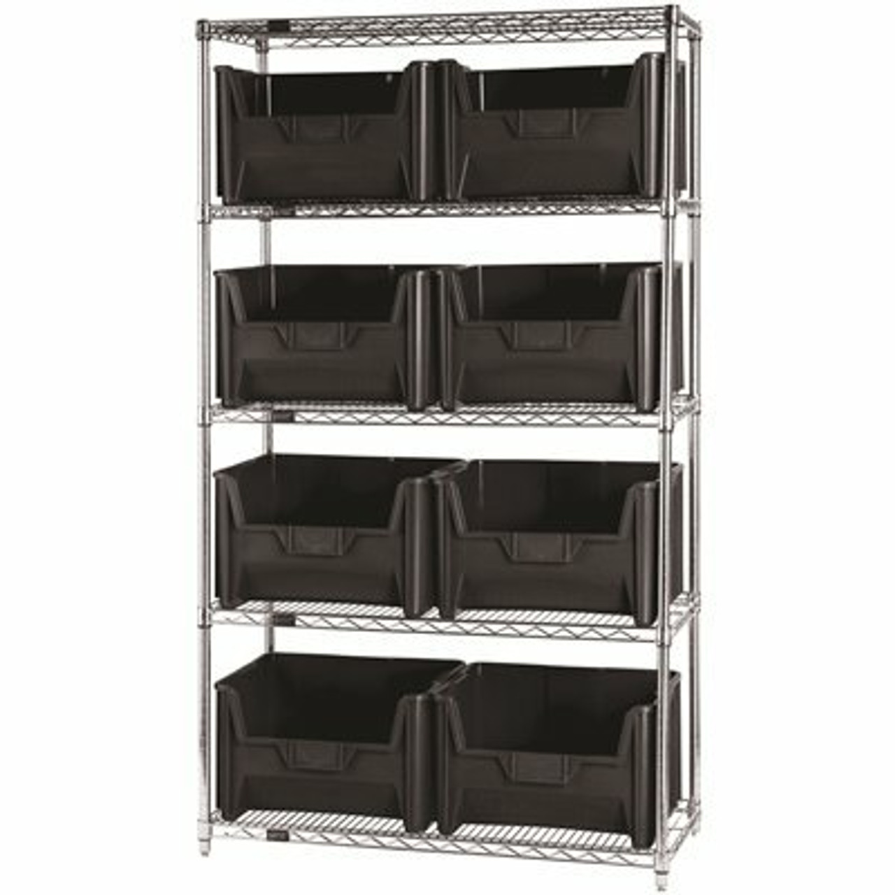Quantum Storage Systems 18 In. X 42 In. X 74 In. Giant Stack Container Wire Shelving System 5-Tier In Black