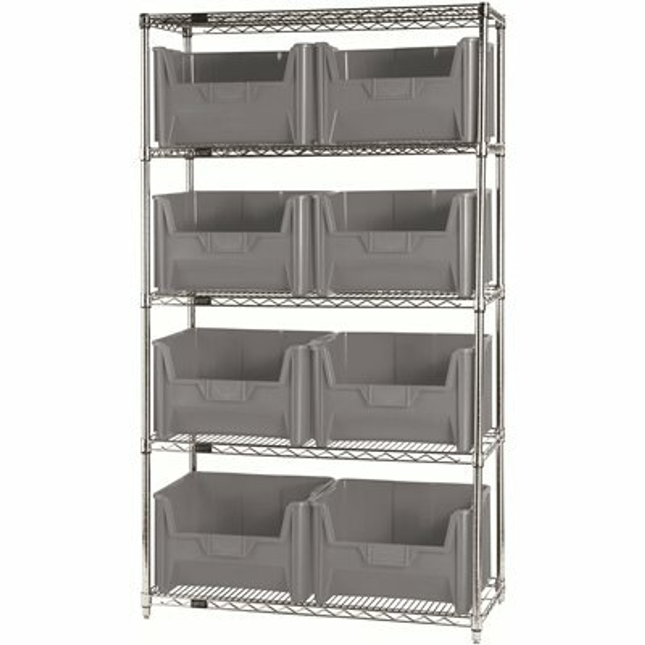 Quantum Storage Systems 18 In. X 42 In. X 74 In. Giant Stack Container Wire Shelving System 5-Tier In Gray