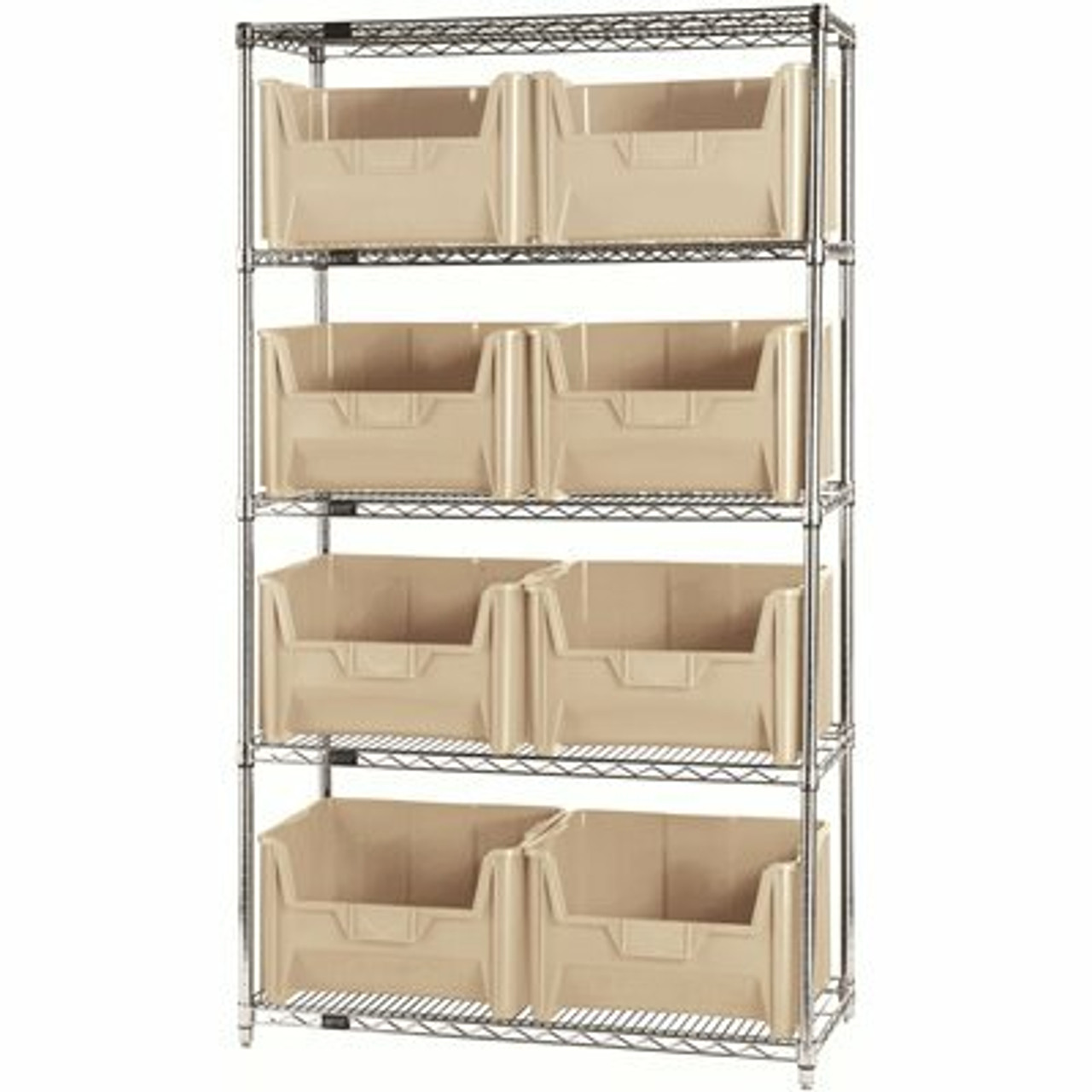 Quantum Storage Systems 18 In. X 42 In. X 74 In. Giant Stack Container Wire Shelving System 5-Tier In Ivory