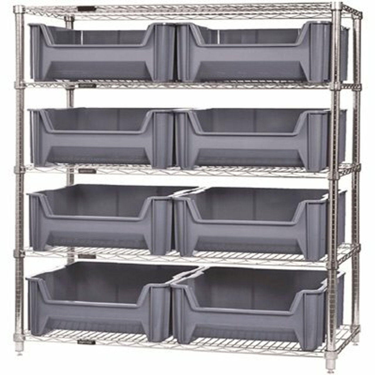 Quantum Storage Systems 18 In. X 36 In. X 74 In. Giant Stack Container Wire Shelving System 5-Tier In Gray - 3571552