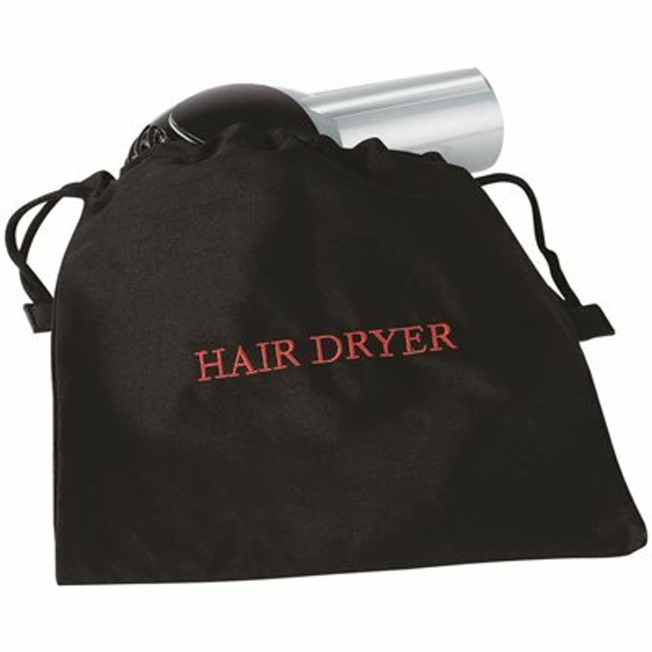 Hair Dryer Bag, Black With Red Embroidery