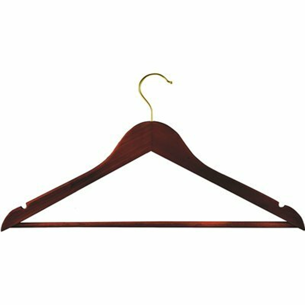 Mens Hanger Walnut Contoured Locking Bar Standard Hook In Brass (100 Per Case)