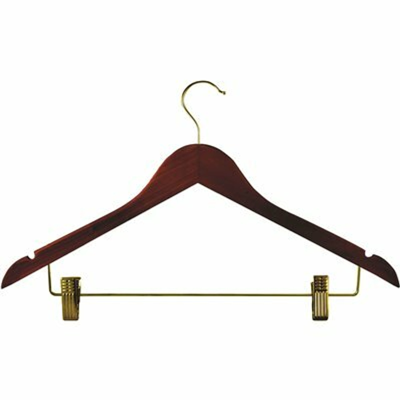 Womens Hanger Walnut Contoured Standard Hook In Brass (100 Per Case)