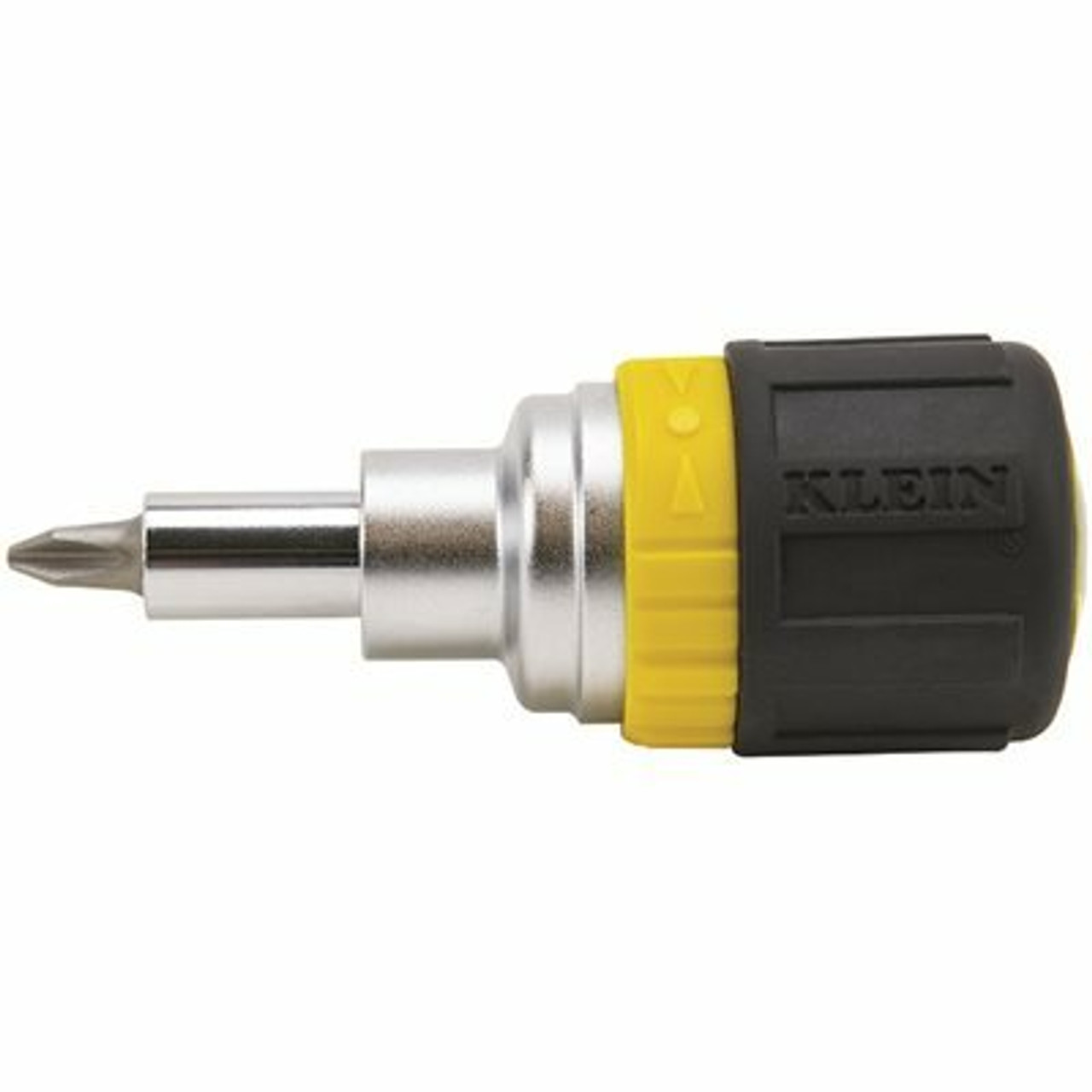 Klein Tools 6-In-1 Ratcheting Stubby Screwdriver- Cushion Grip Handle