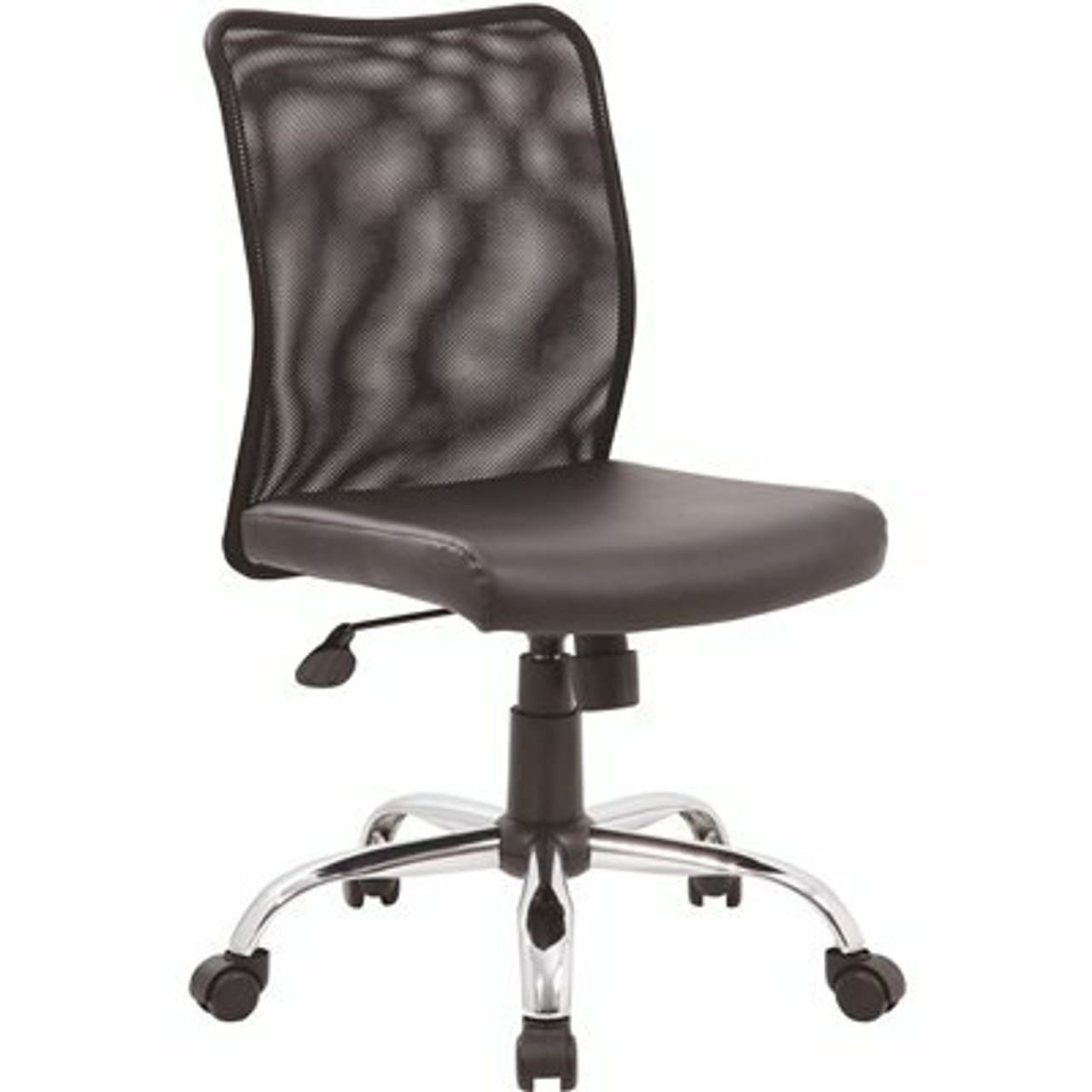 Boss Office Products Black Mesh Back Black Vinyl Seat Armless Chrome Base Pneumatic Lift Mesh Task Chair