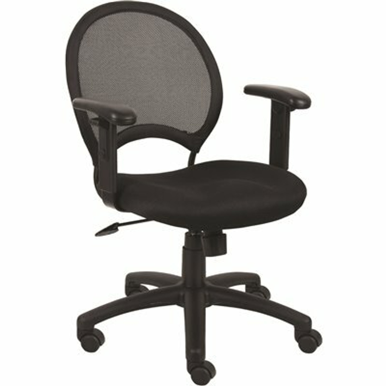 Boss Office Products Black Mesh Back And Fabric Seat Adjustable Arms Pneumatic Lift Task Chair