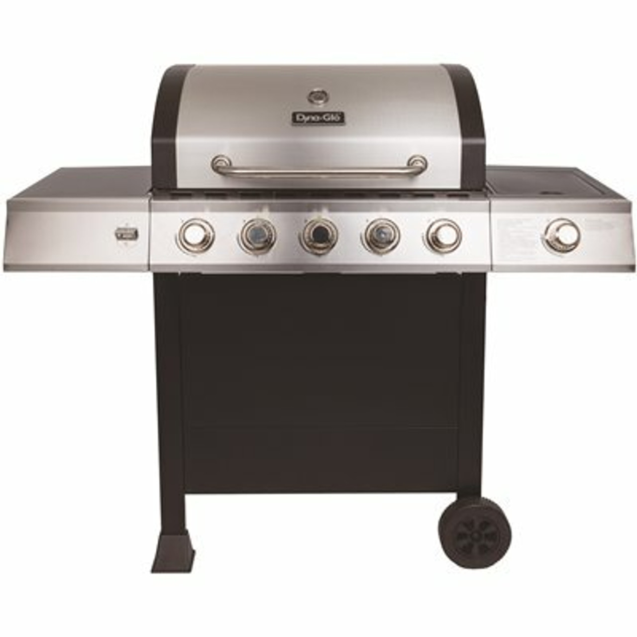 Dyna-Glo 5-Burner Open Cart Propane Gas Grill In Stainless Steel With Side Burner
