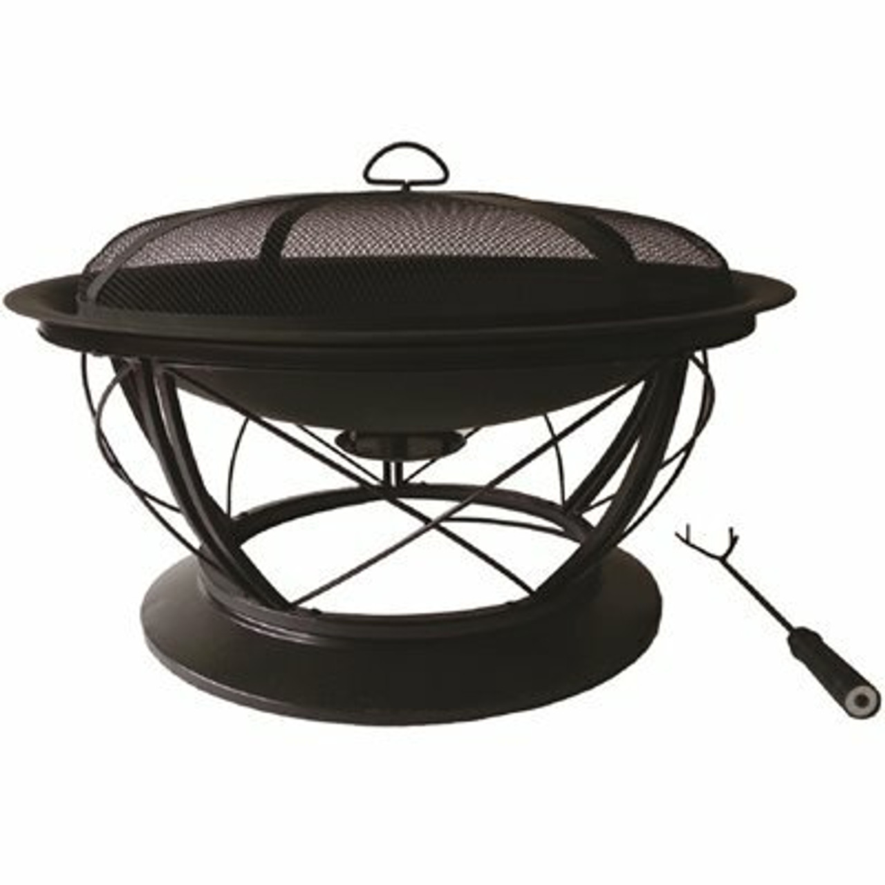 Pleasant Hearth Palmetto 30 In. X 19 In. Round Steel Wood Fire Pit In Rubbed Bronze With Cooking Grid