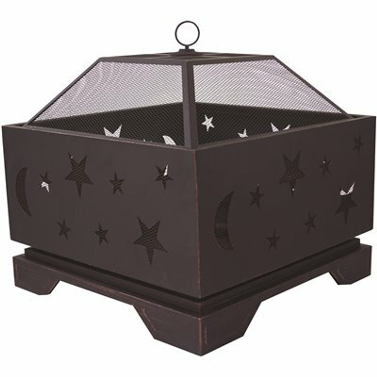 Pleasant Hearth Stargazer Deep Bowl 26 In. X 26 In. Square Steel Wood Fire Pit In Rubbed Bronze