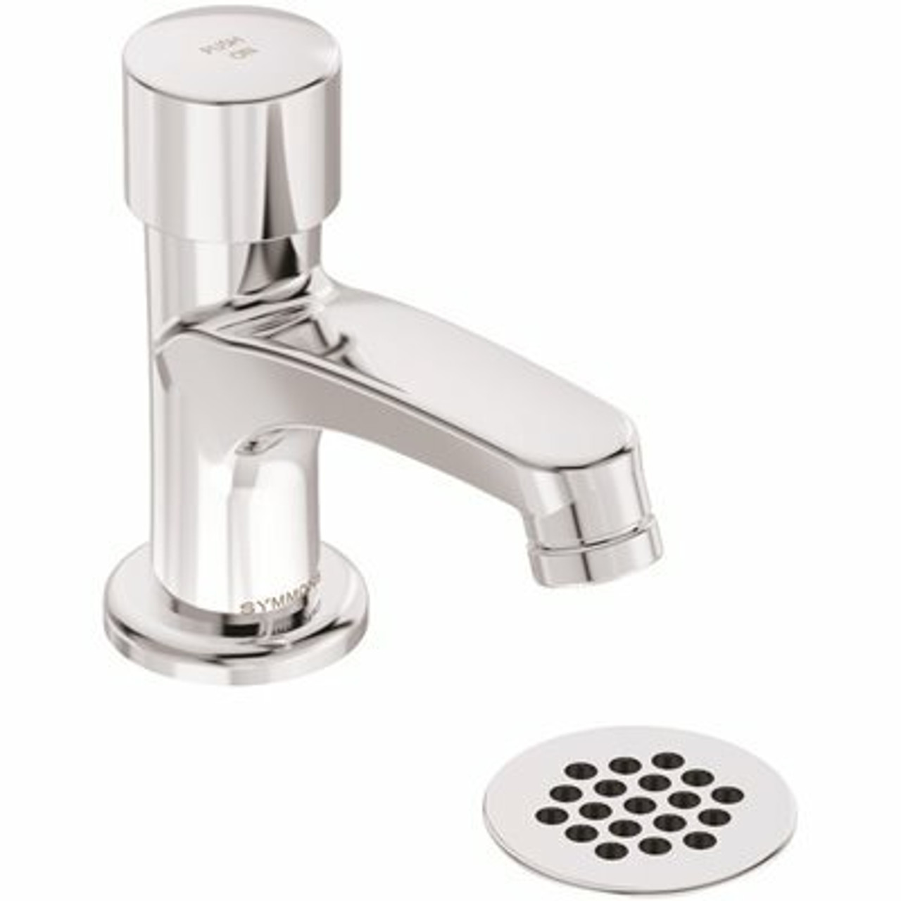 Symmons Scot Single Hole Single-Handle Metering Bathroom Faucet With Grid Drain In Chrome