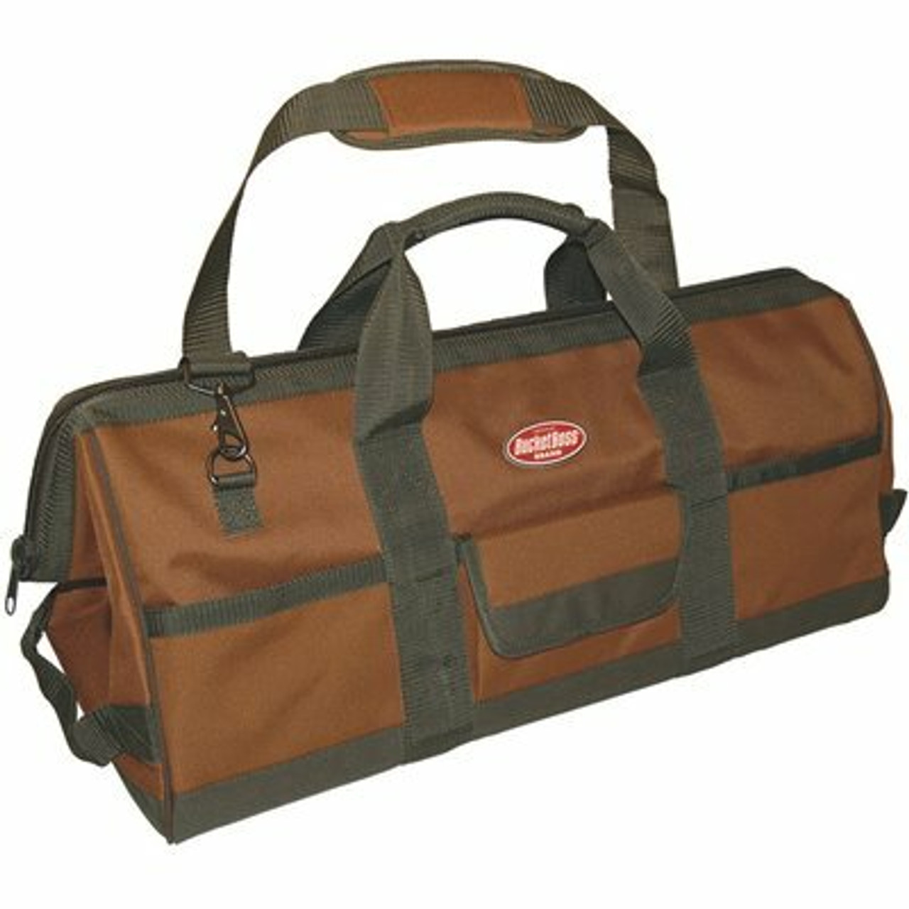 Bucket Boss Gatemouth 24 In. Tool Bag In Brown And Green With 36 Pockets